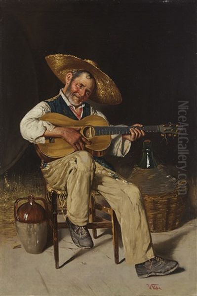 Suonatore Di Chitarra Oil Painting by Vincenzo Volpe