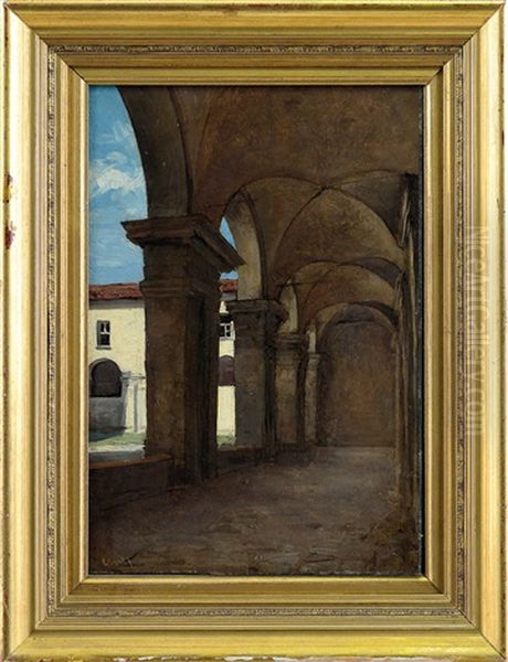 Porticato Del Liceo Di San Francesco Oil Painting by Amedeo Ghesio Volpengo