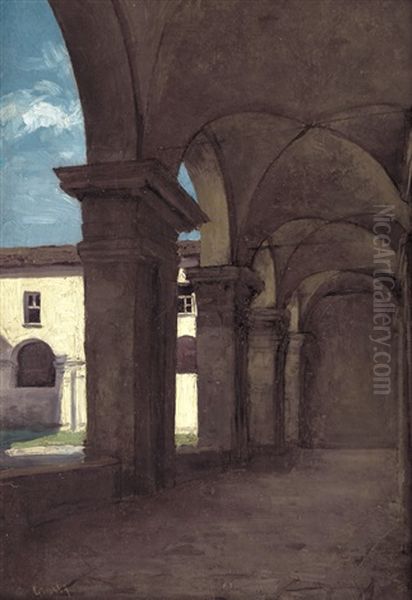 Porticato Del Liceo Di San Francesco Oil Painting by Amedeo Ghesio Volpengo