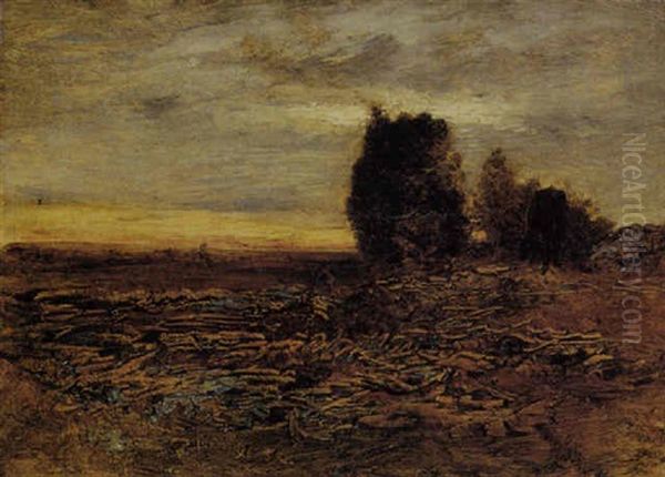 Paesaggio Al Tramonto Oil Painting by Amedeo Ghesio Volpengo