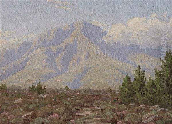 A Riversdale Mountain Oil Painting by Jan Ernst Abraham Volschenk