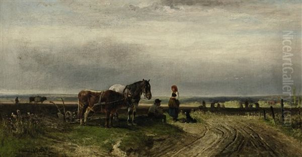 Rast Bei Der Feldarbeit Oil Painting by Ludwig Gustav Voltz