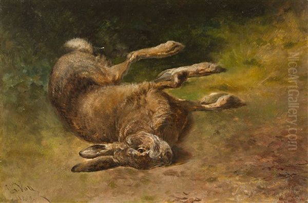 Ein Liegender Hase Oil Painting by Ludwig Gustav Voltz