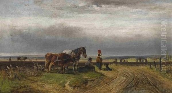 Rast Bei Der Feldarbeit Oil Painting by Ludwig Gustav Voltz