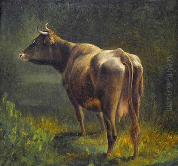 Rind Auf Der Weide Oil Painting by Ludwig Gustav Voltz