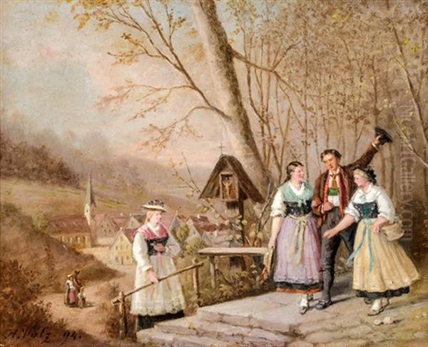 Der Junggeselle Oil Painting by Hermann Volz