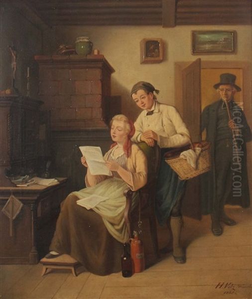 Lesestunde Oil Painting by Hermann Volz