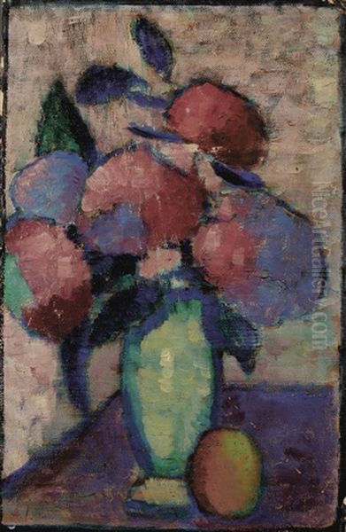 Stillleben: Blumen In Gruner Vase (still Life: Flowers In Green Vase) Oil Painting by Alexej von Jawlensky