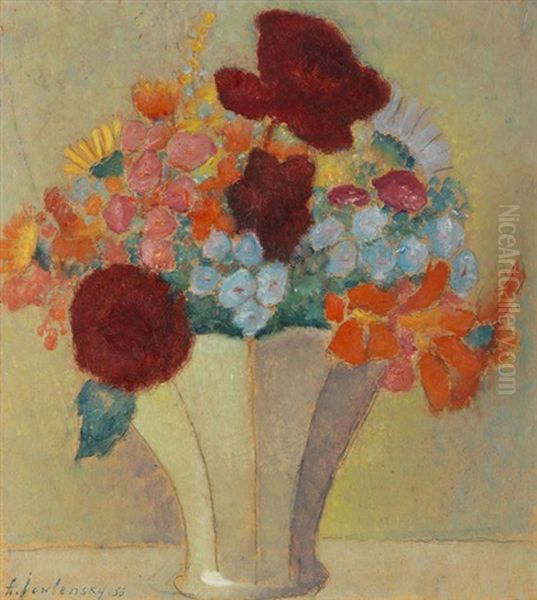 Grosses Stillleben: Helles Bouquet Oil Painting by Alexej von Jawlensky