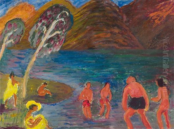 Badende Oil Painting by Marianne von Werefkin