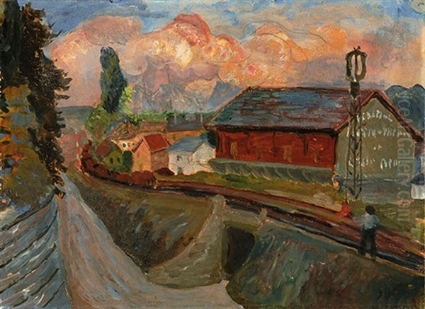 Unterfuhrung Am Bahnhof Von Saint-prex Oil Painting by Marianne von Werefkin