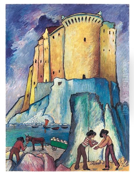 Burg Am Mittelmeer - Aus Italien Oil Painting by Marianne von Werefkin