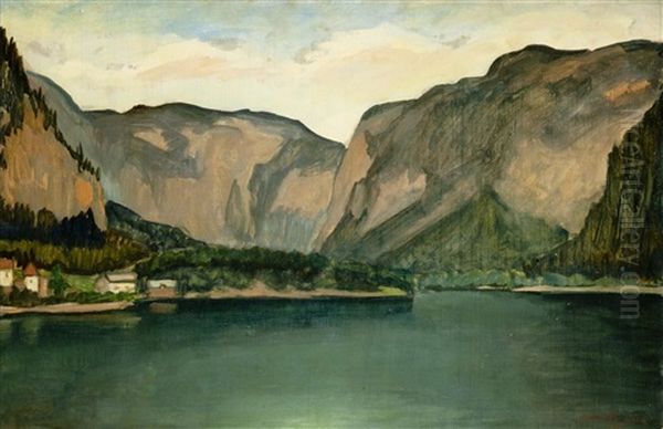 Bergsee Oil Painting by Soter Vonasek