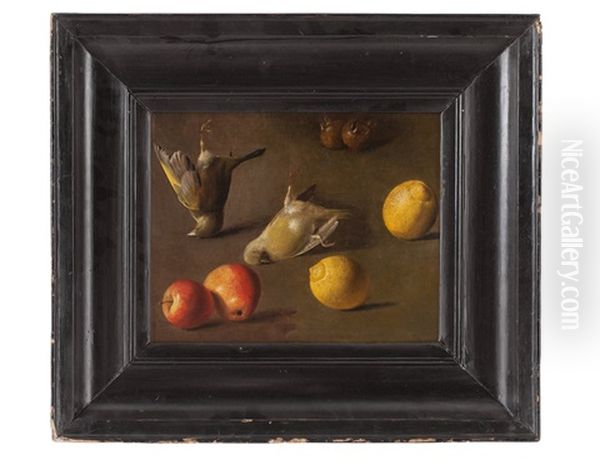 Still Life With Birds And Fruits Oil Painting by Jan Vonck