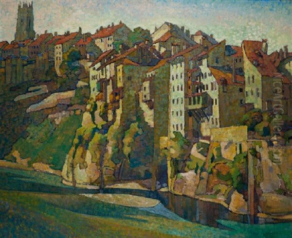 Vue De Fribourg Oil Painting by Louis Joseph Vonlanthen