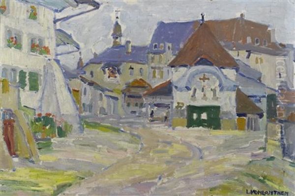 Kirchplatz Oil Painting by Louis Joseph Vonlanthen