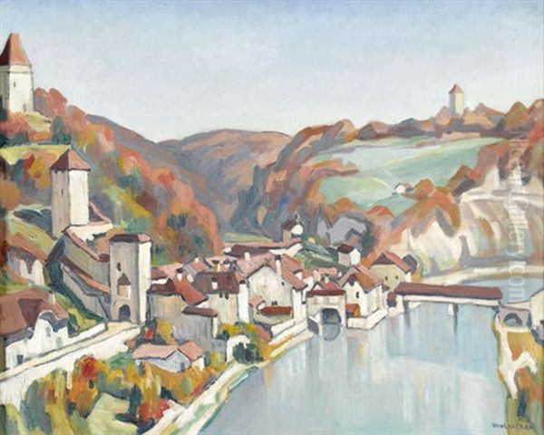 Vue De Fribourg Avec Le Pont St-jean Oil Painting by Louis Joseph Vonlanthen