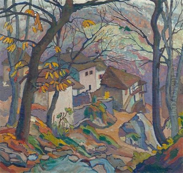 Tessiner Bergdorf Oil Painting by Louis Joseph Vonlanthen