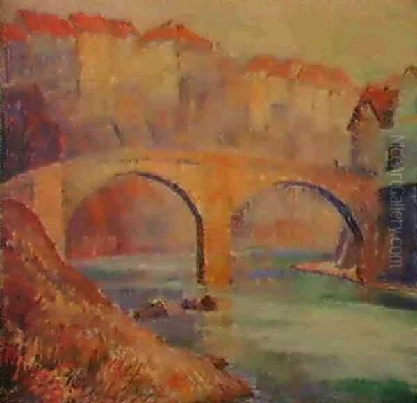 Freiburger Ansicht. Oil Painting by Louis Joseph Vonlanthen