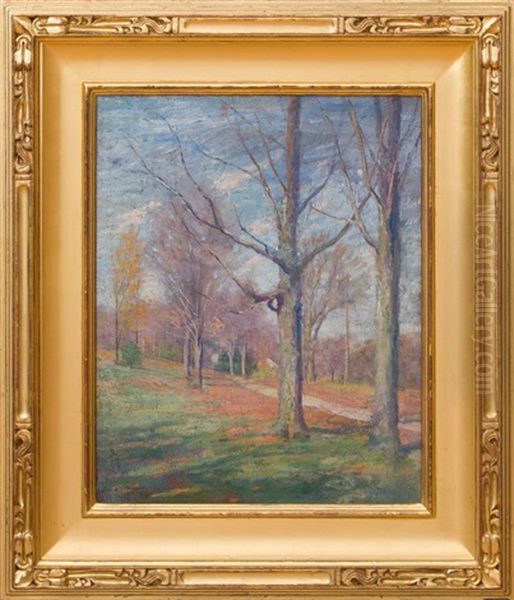 Late Fall Oil Painting by Robert Vonnoh