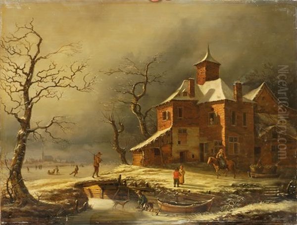 Paysage D'hiver Oil Painting by Henri Voordecker