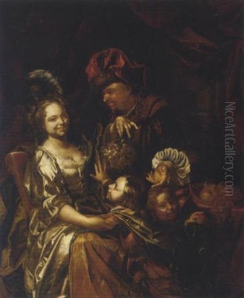 A Family Portrait Oil Painting by Johannes Voorhout the Elder