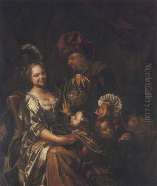 A Family Portrait Oil Painting by Johannes Voorhout the Elder