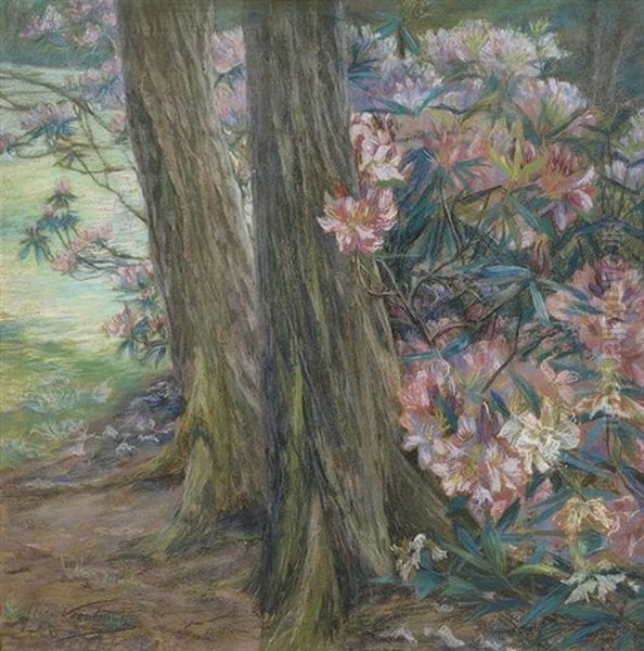 Rhododendronbusch In Einem Garten Oil Painting by Clara Voortman