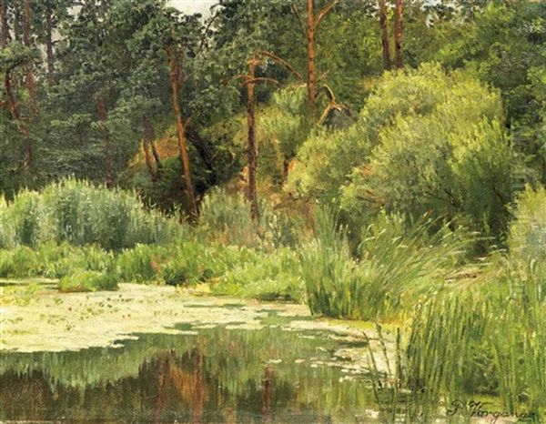 Dicht Bewachsene Uferpartie Eines Markischen Waldsees Oil Painting by Paul Vorgang