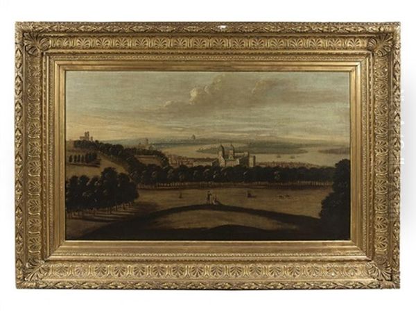 Vue De La Tamise A La Hauteur De Greenwich., L'observatoire, L'hopital Royal Et Saint Paul Dans Le Lointain Oil Painting by Johannes Vorsterman