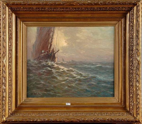 Voilier En Mer Oil Painting by Albert Isidore de Vos