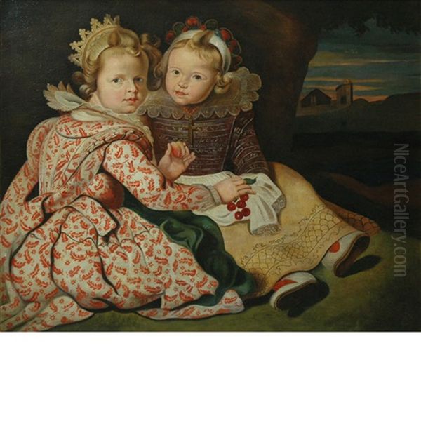 The Artist's Two Daughters Oil Painting by Cornelis De Vos