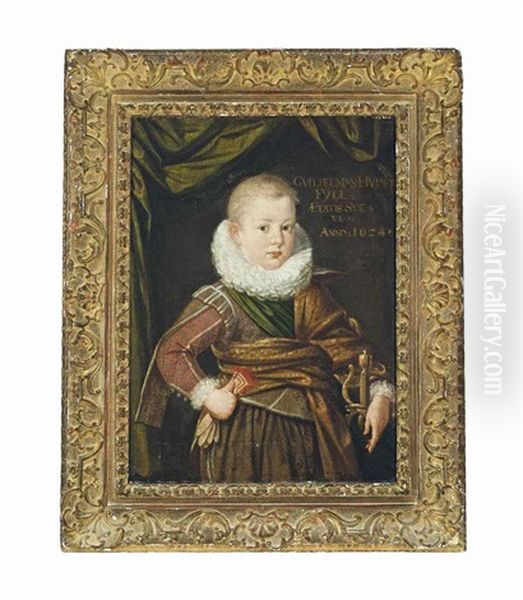 Portrait Of A Young Boy, Standing Three-quarter Length, Wearing A Ruff And Holding A Sword Oil Painting by Cornelis De Vos