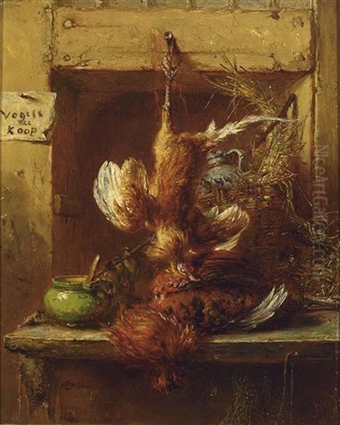 Vogels Te Koop (still Life With Birds) Oil Painting by Maria Vos