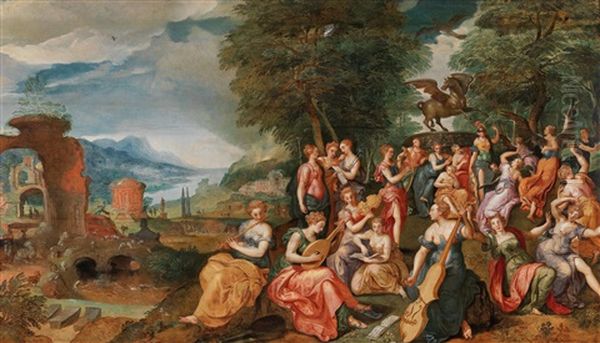 The Contest Between The Muses And The Pierides Oil Painting by Marten de Vos