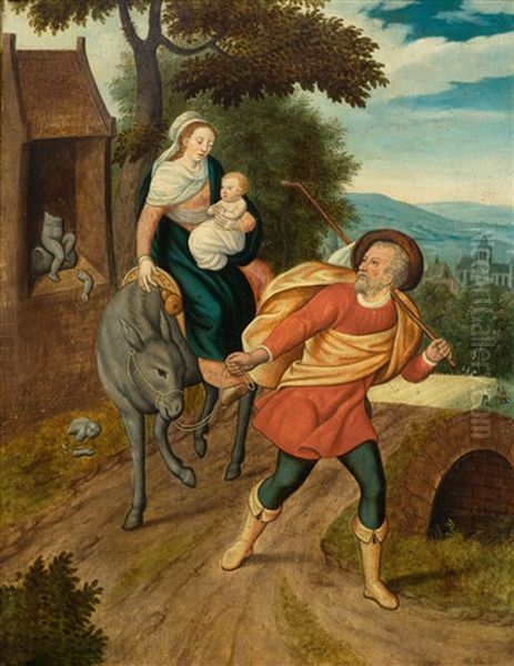 The Flight Into Egypt Oil Painting by Marten de Vos