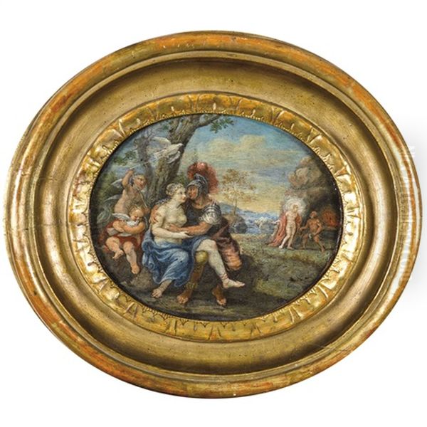 1. Rinaldo Und Armida. / 2. Ruhende Artemis Oil Painting by Marten de Vos