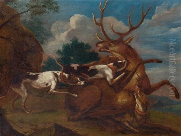 Hunting Scene Oil Painting by Paul de Vos