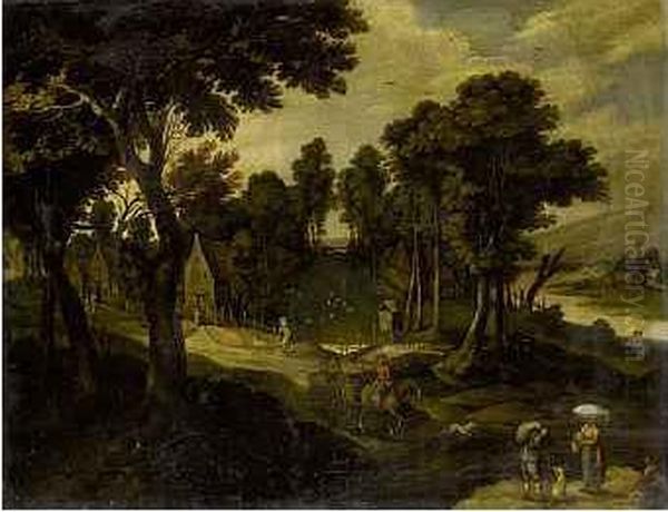 Landschaft Mit Figurenstaffage Oil Painting by Matthijs Bril