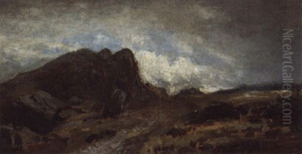 Gebirgslandschaft Unter Zuziehenden Wolken Oil Painting by Heinrich Vosberg