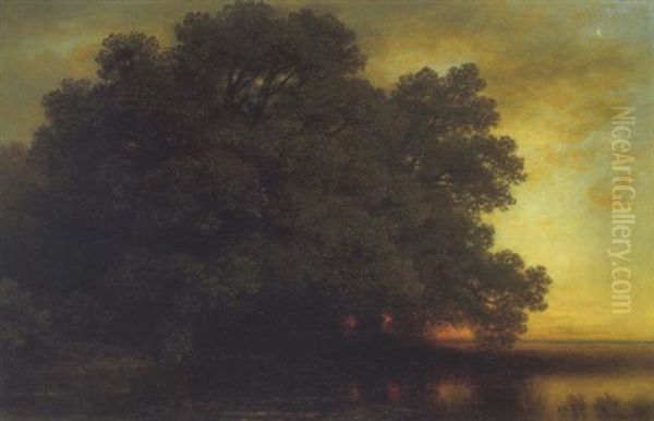 Abend Am Weiher Oil Painting by Heinrich Vosberg