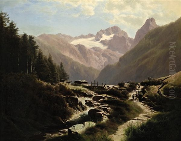 Im Gebirge Oil Painting by Leopold Heinrich Voescher