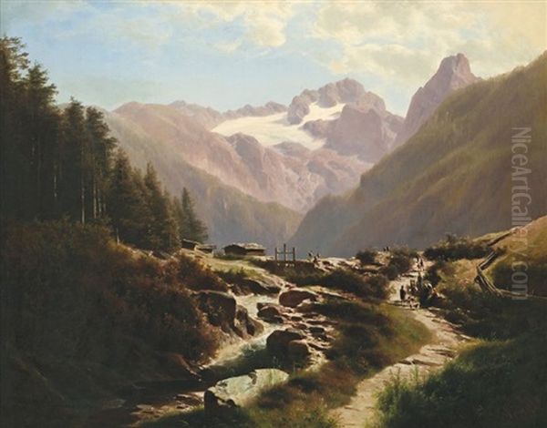 Im Gebirge Oil Painting by Leopold Heinrich Voescher