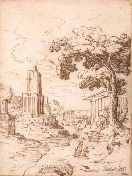 View Of The Torre Delle Melizie In Rome Oil Painting by Matthijs Bril