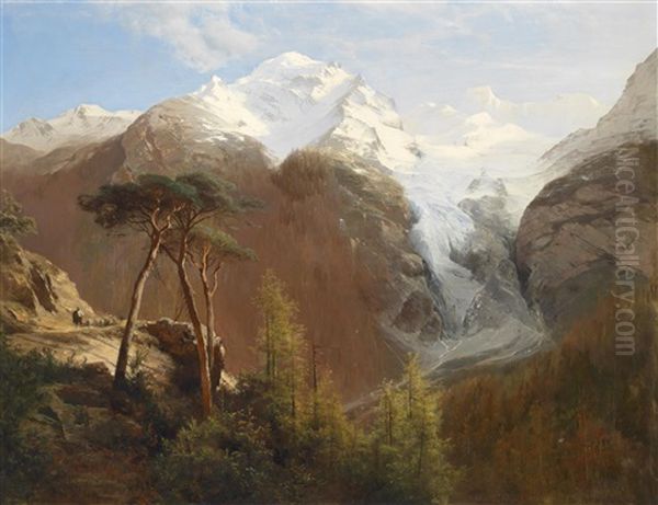 Blick Auf Den Ortler Oil Painting by Leopold Heinrich Voescher