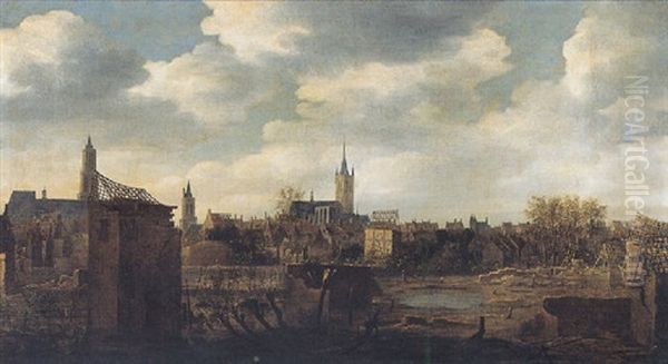 Delft, Na De Ontploffing Van Het Kruitmagazijn Op 12 Oktober 1654 Oil Painting by Daniel Vosmaer