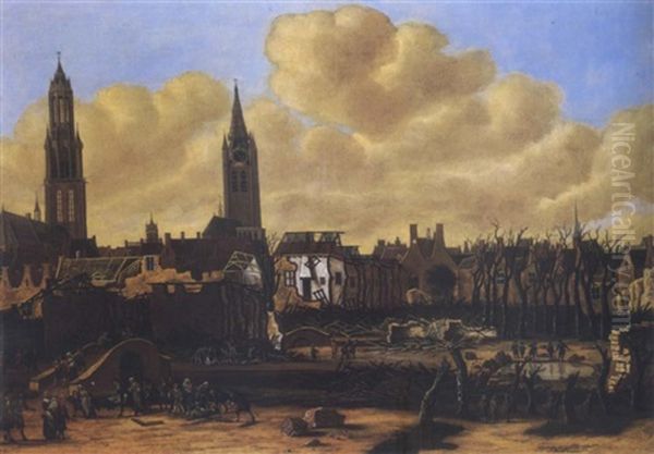 The Ruins Of Delft After The Explosion Of The Powdermill Oil Painting by Daniel Vosmaer