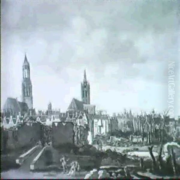 The Aftermath Of The Explosion Of The Powder Magazine At    Delft Oil Painting by Daniel Vosmaer