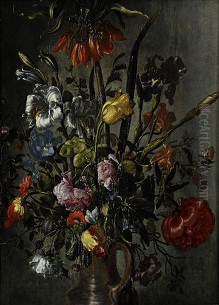 Blomsterstilleben Oil Painting by Jacob Woutersz Vosmaer