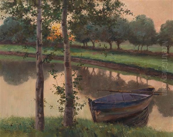 Abend Am Weiher Oil Painting by Carl Leopold Voss